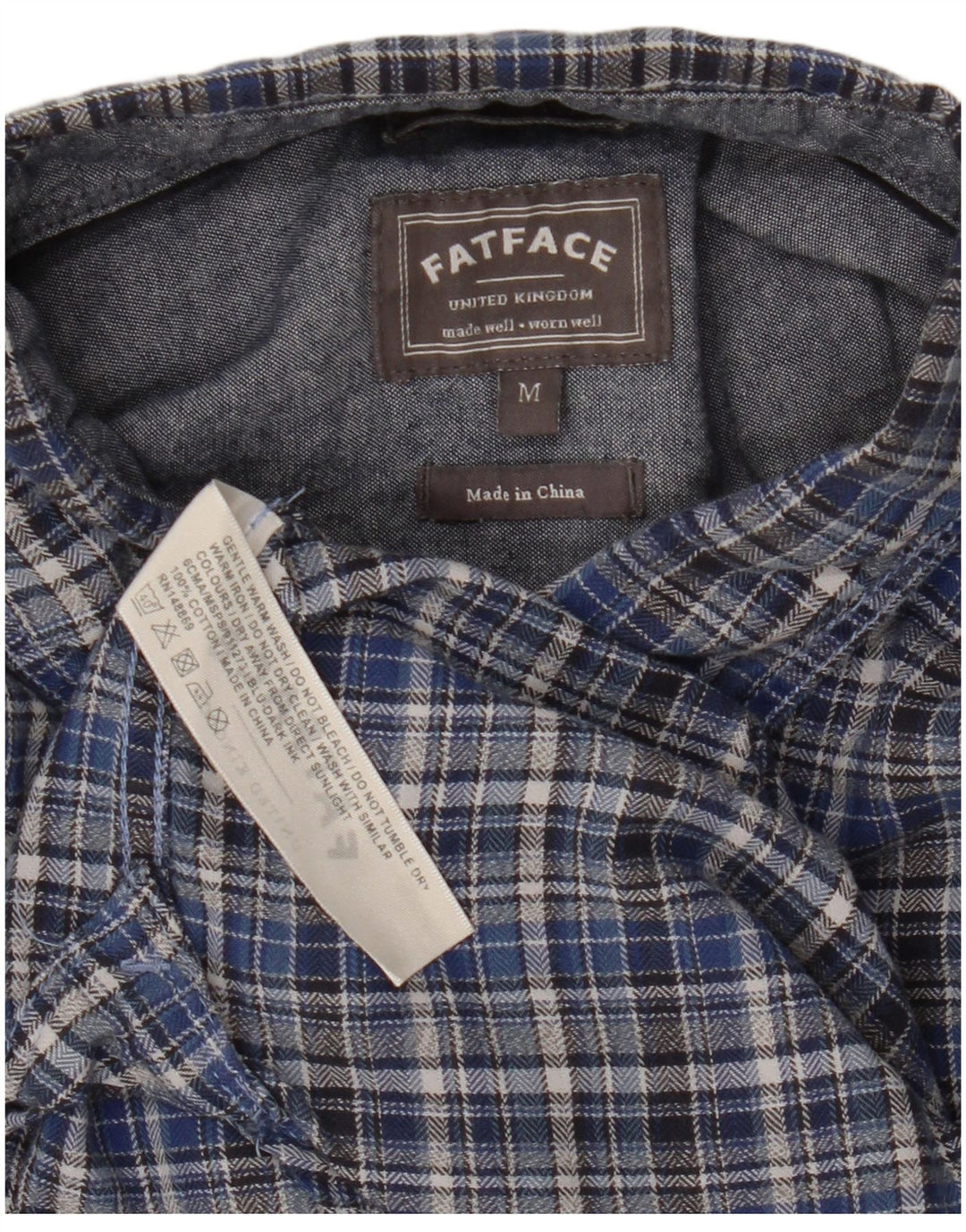 Cămașă de flanel pentru bărbați Fat Face, bumbac cu carouri albastru mediu