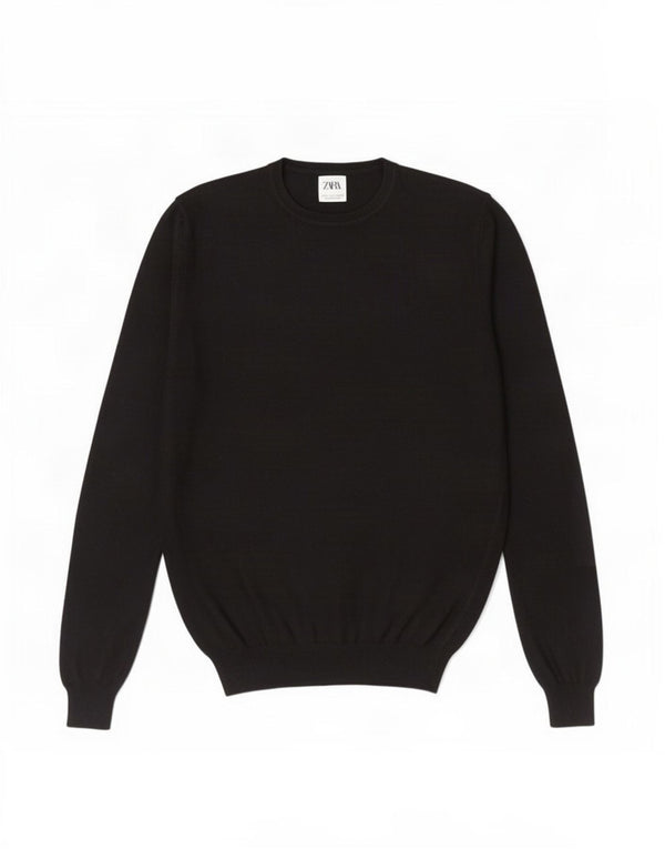 Pulover pentru bărbați Zara, cu decolteu, mic, negru, viscoză