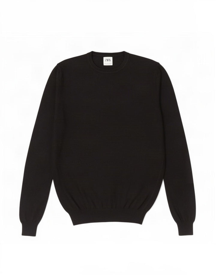Pulover pentru bărbați Zara, cu decolteu, mic, negru, viscoză
