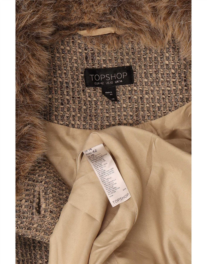 Topshop pardesiu pentru femei UK 14 mare poliester gri