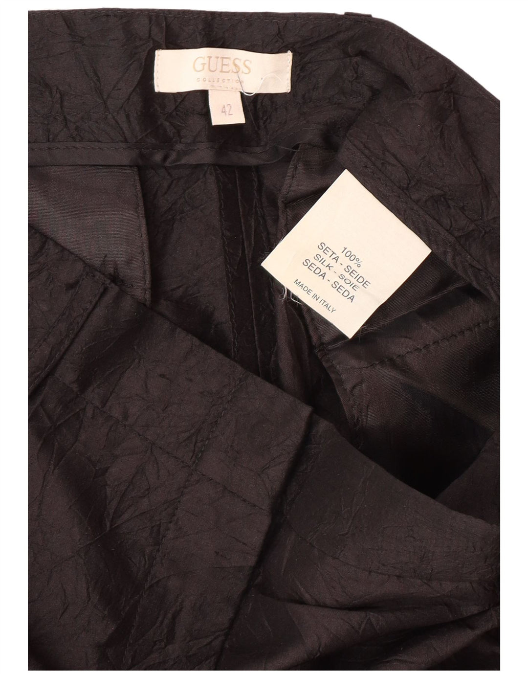 Pantaloni casual drepti GUESS pentru femei IT 42 Medium L28 L32 Mătase neagră