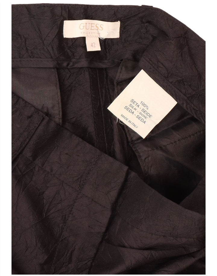 Pantaloni casual drepti GUESS pentru femei IT 42 Medium L28 L32 Mătase neagră