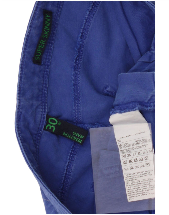 Pantaloni casual super skinny BENETTON pentru femei L30 L27 bumbac albastru