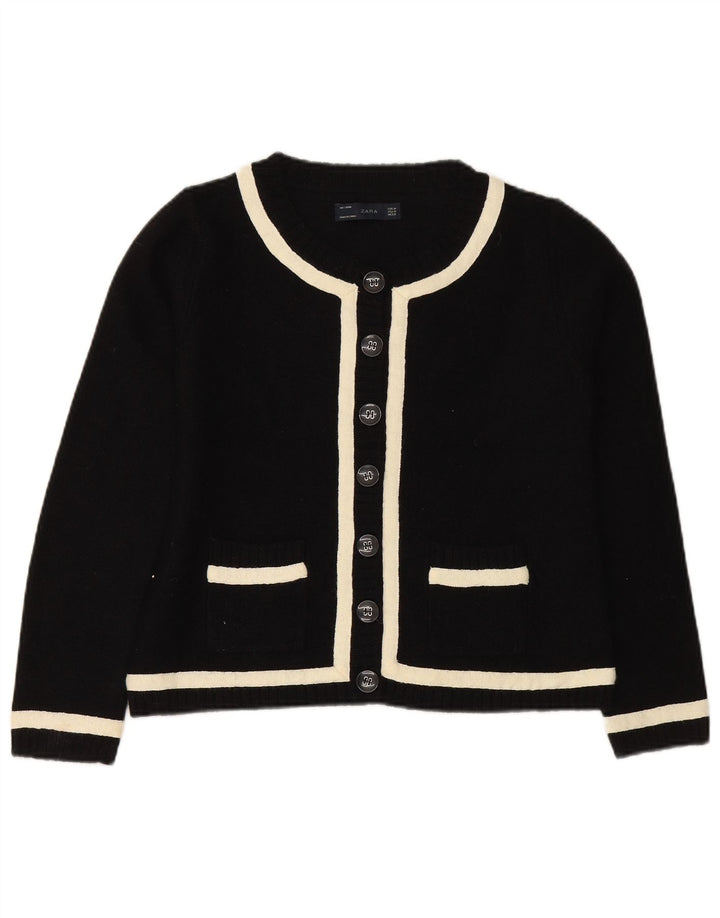 Pulover cardigan pentru femei ZARA UK 12 Medium Black Colorblock Lână