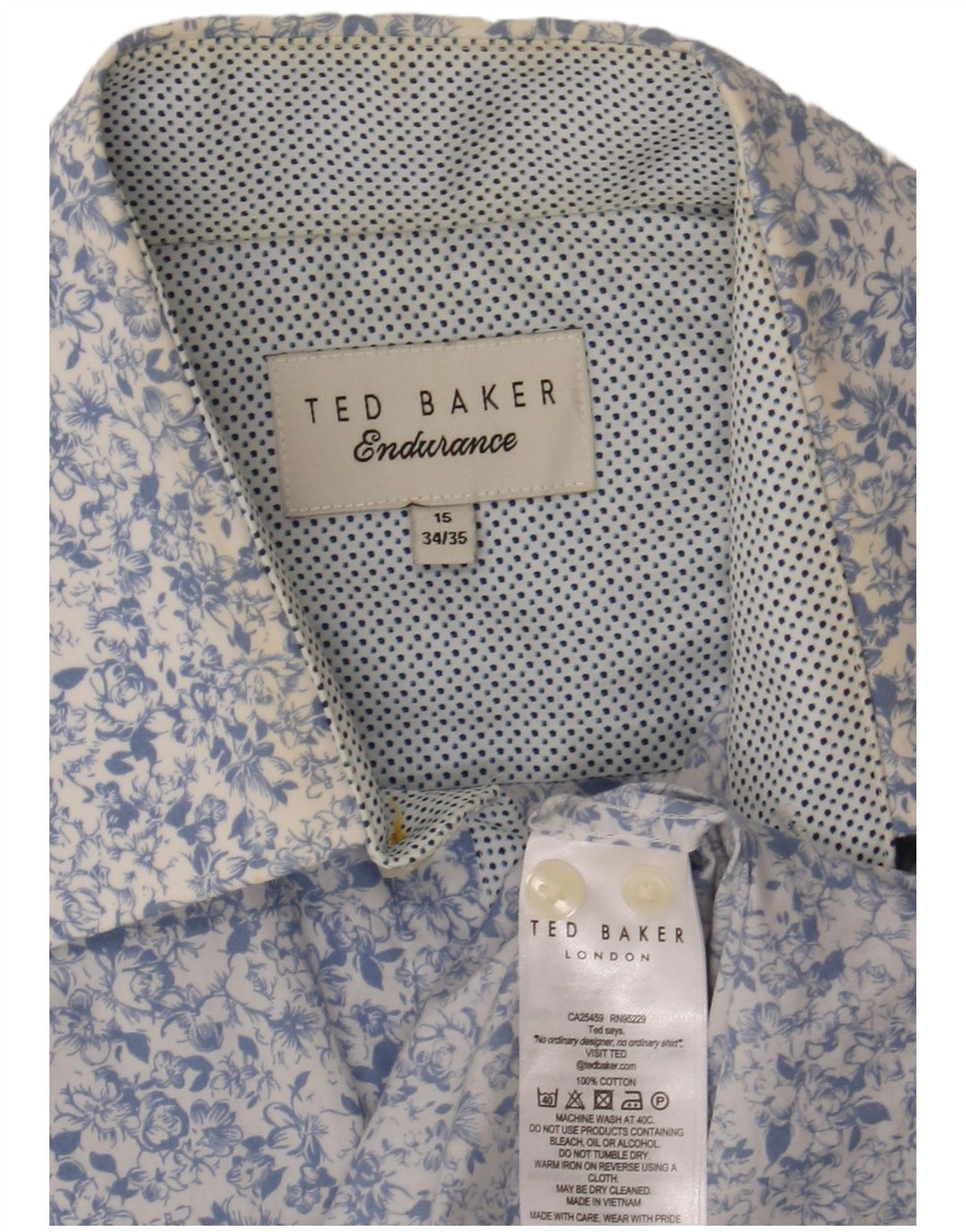 Cămașă pentru bărbați Ted Baker Mărimea 15 Bumbac Floral Albastru Mediu