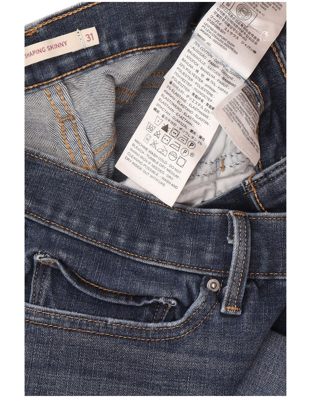 Blugi skinny 311 Distressed Shaping Levi's W31 L30, bumbac albastru