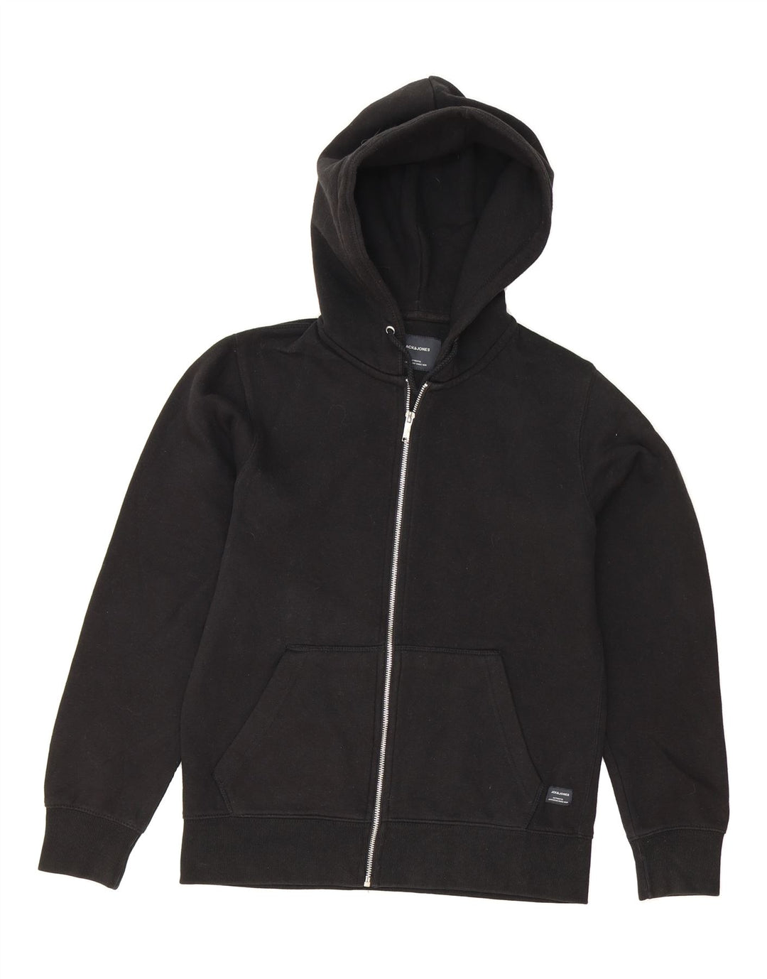JACK & JONES Mens Zip Hoodie Sweater Small Black Cotton Vintage Jack & Jones and Second-Hand Jack & Jones from Messina Hembry 