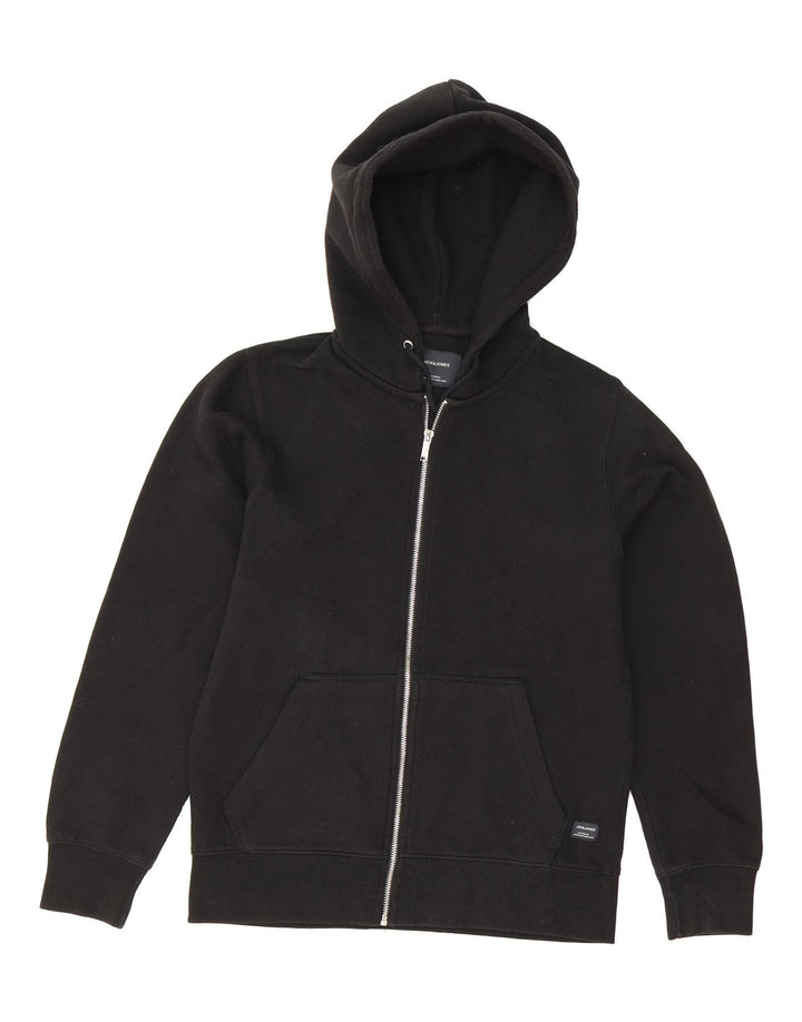 JACK & JONES Mens Zip Hoodie Sweater Small Black Cotton Vintage Jack & Jones and Second-Hand Jack & Jones from Messina Hembry 