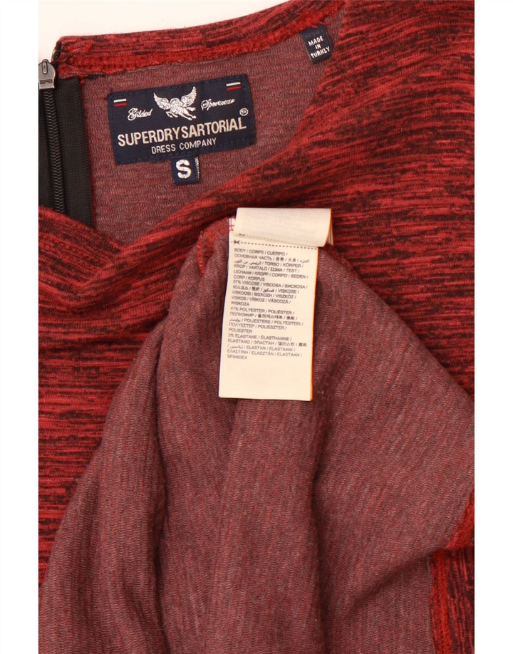 SUPERDRY rochie bodycon cu mâneci lungi pentru femei UK 8 mic burgundy pete