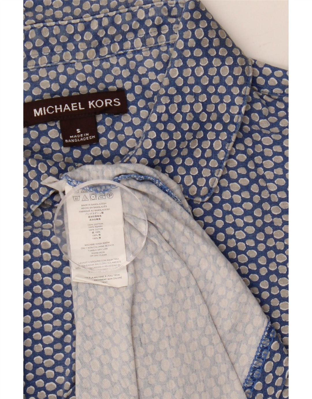 Cămașă pulover cu mânecă scurtă pentru bărbați Michael Kors, bumbac cu pete albastre mici