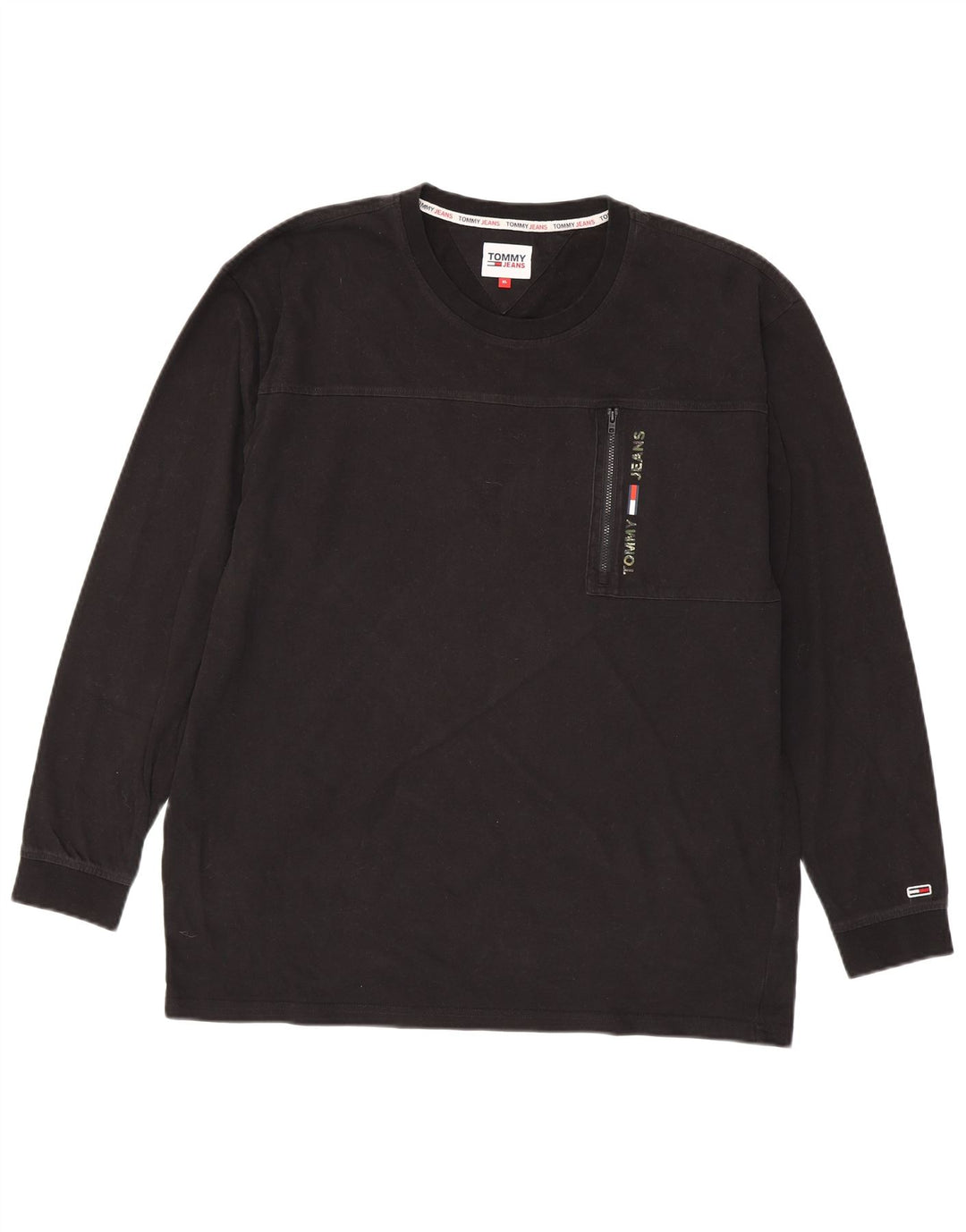 TOMMY HILFIGER Top grafic pentru bărbați cu mânecă lungă XL bumbac negru