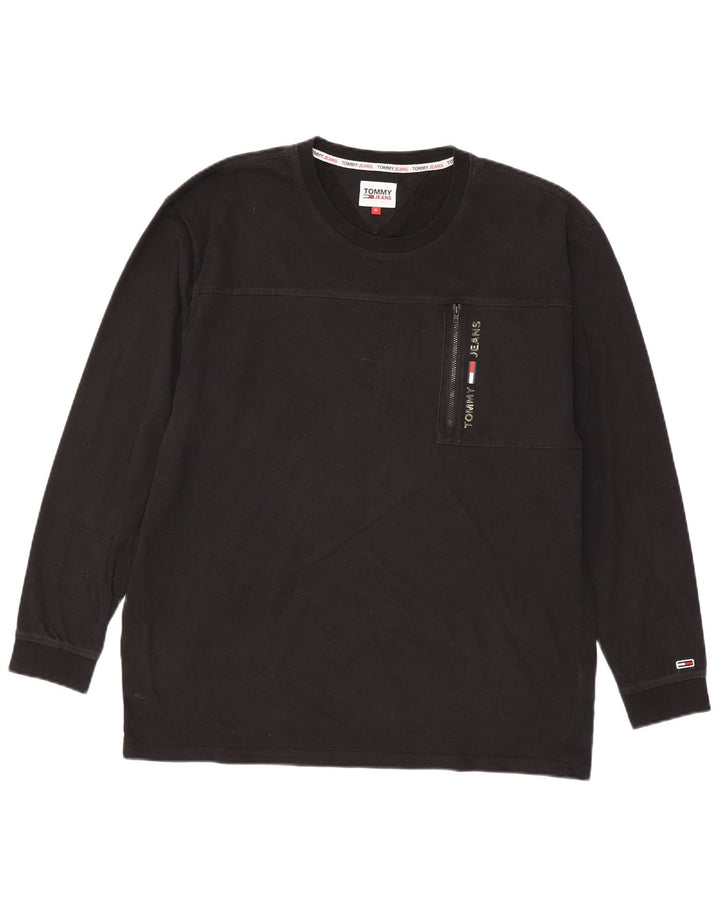 TOMMY HILFIGER Top grafic pentru bărbați cu mânecă lungă XL bumbac negru
