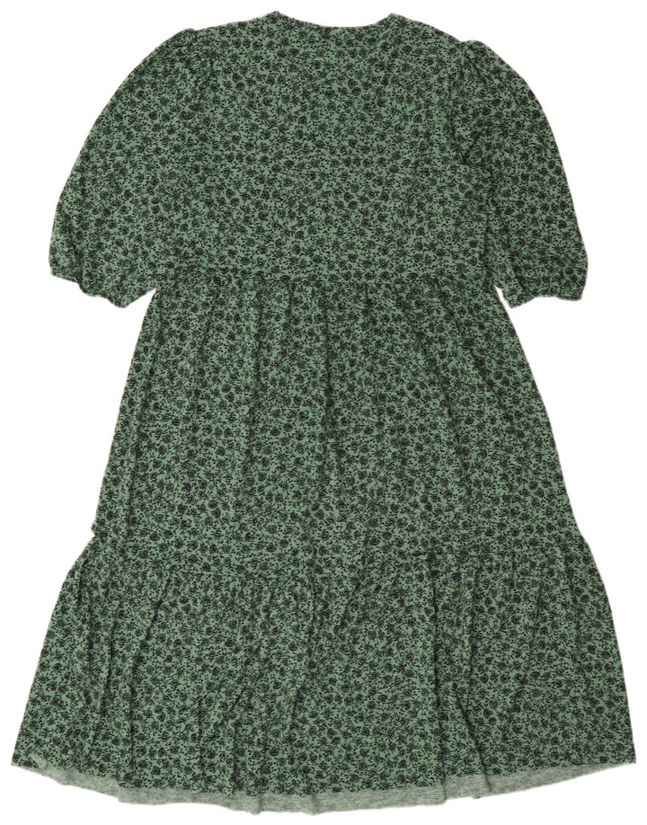 Rochie A-Line ZARA pentru femei UK 14 Poliester Floral Verde Mediu