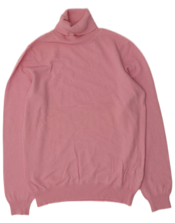 Pulover pentru femei Benetton cu gât rulat, UK 16, lână mare, roz
