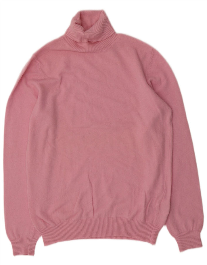 Pulover pentru femei Benetton cu gât rulat, UK 16, lână mare, roz