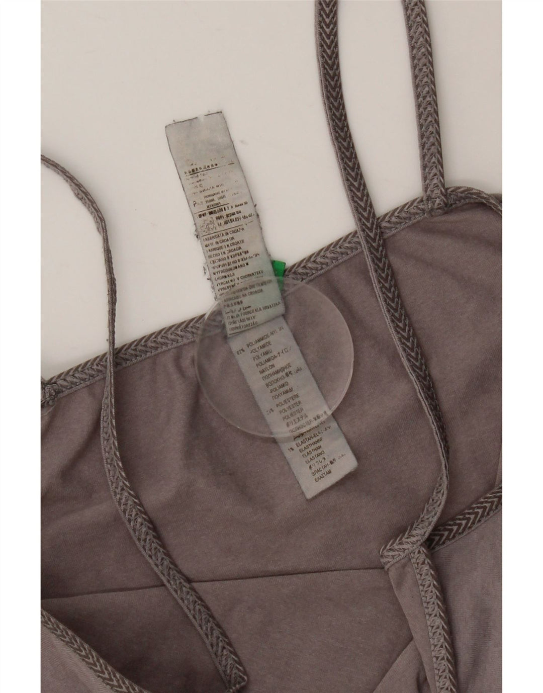 Benetton Crop Cami Top pentru femei UK 8 Small Gri Poliamidă