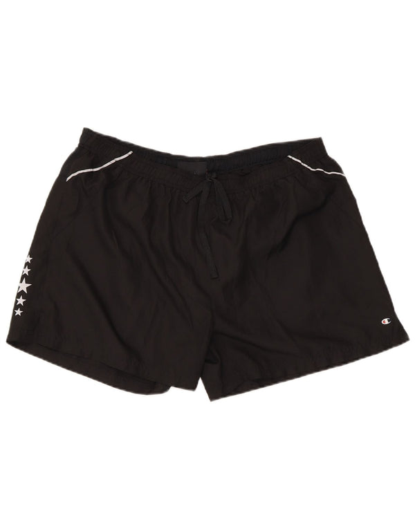 Pantaloni scurți sport Champion pentru femei cu grafică regulată Marea Britanie 14 Poliester negru mare