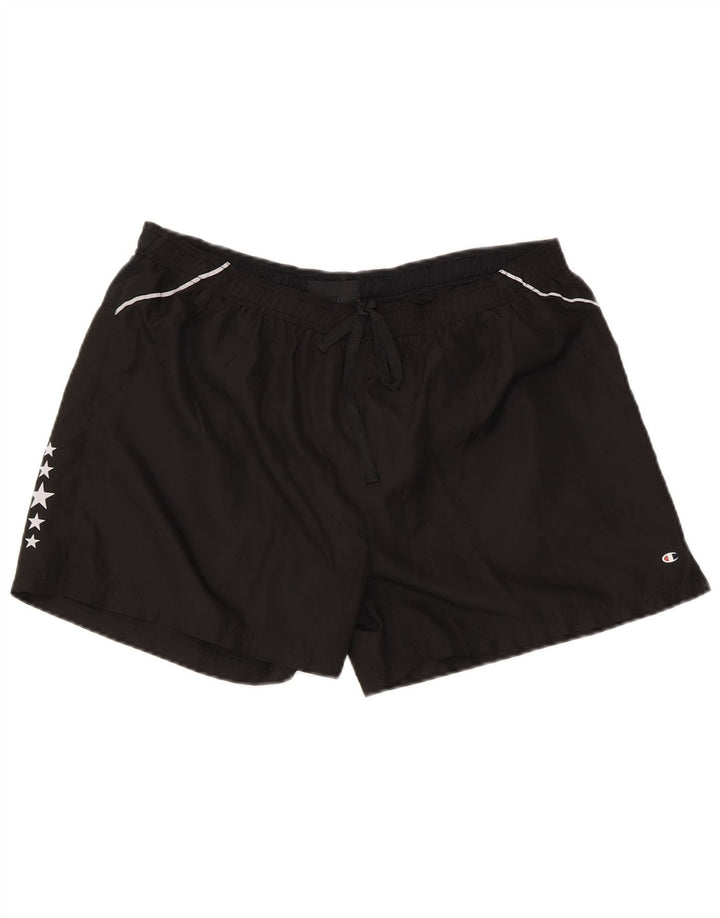 Pantaloni scurți sport Champion pentru femei cu grafică regulată Marea Britanie 14 Poliester negru mare