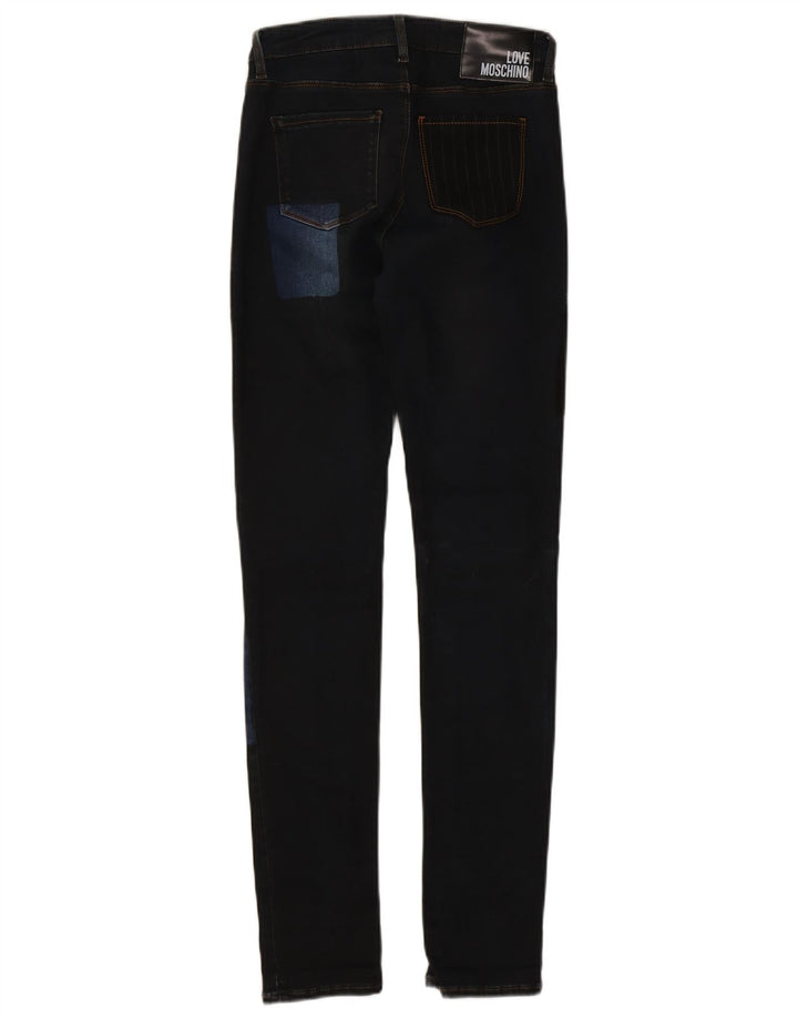 Blugi skinny pentru femei Moschino W26 L31 bleumarin din bumbac mozaic