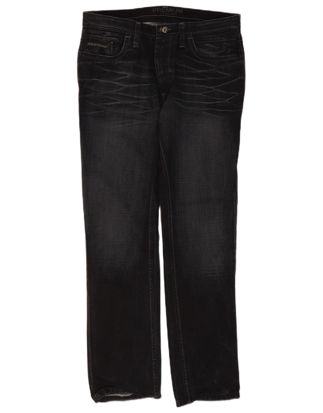 Blugi drepți pentru bărbați Jack & Jones W36 L34 negri