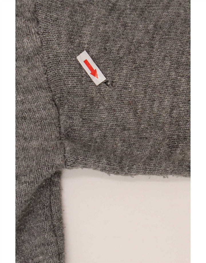 Pulover cardigan supradimensionat pentru femei Zara UK 14, gri mediu cu pete acrilice