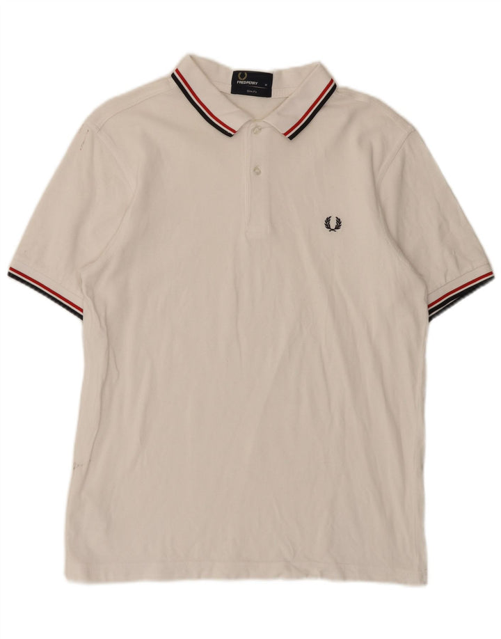 Cămașă polo pentru bărbați Fred Perry, slim, bumbac alb mediu
