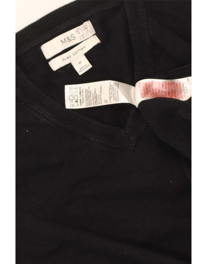 Pulover Marks & Spencer pentru bărbați, cu decolteu în V, bumbac mediu negru