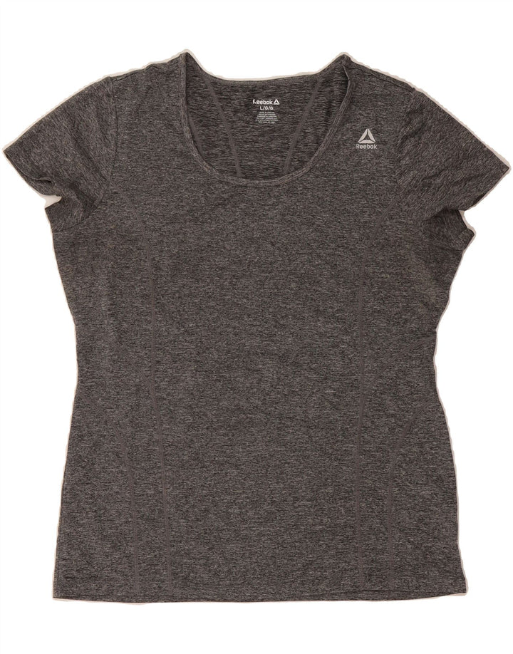 REEBOK Womens T-Shirt Top UK 16 Large Grey Polyester Vintage Reebok and Second-Hand Reebok from Messina Hembry 
