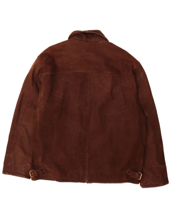 Jachetă de piele vintage pentru bărbați UK 40, mare, maro, din piele