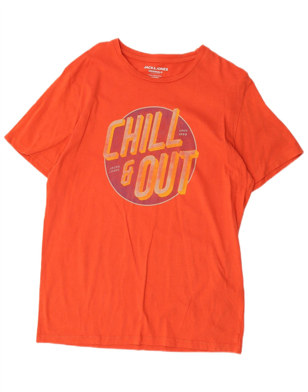 JACK & JONES Tricou grafic pentru bărbați, cu croiala normală, Top din bumbac portocaliu mediu
