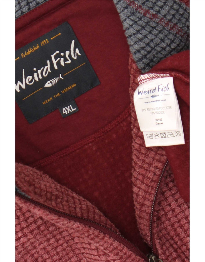 Pulover din lână pentru bărbați Weird Fish, cu fermoar și gât, poliester burgundy 4XL