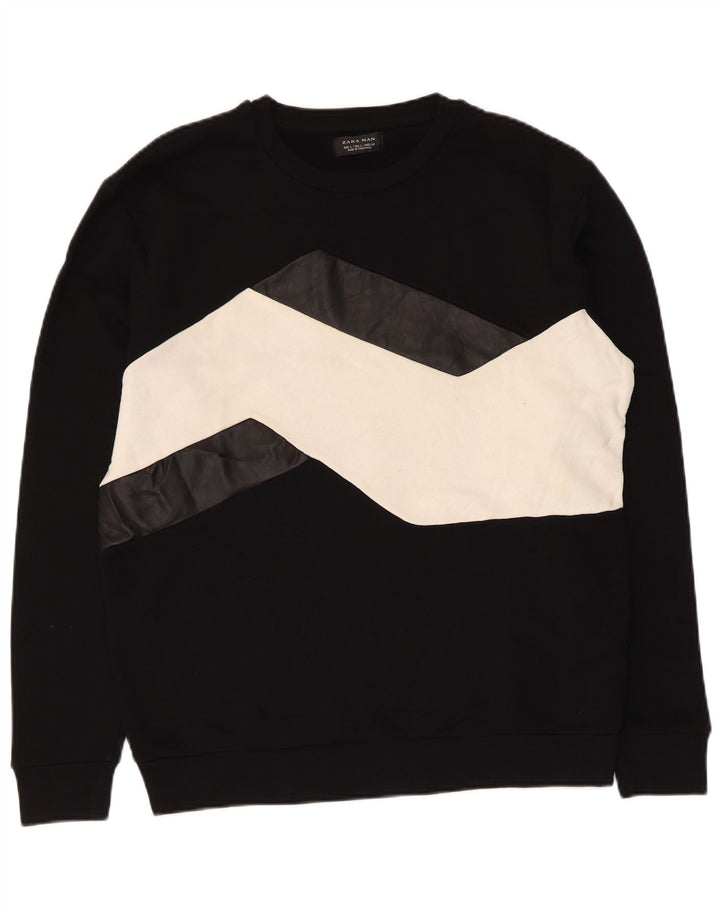 Pulover pentru bărbați Zara Pulover mare, negru, color block, bumbac