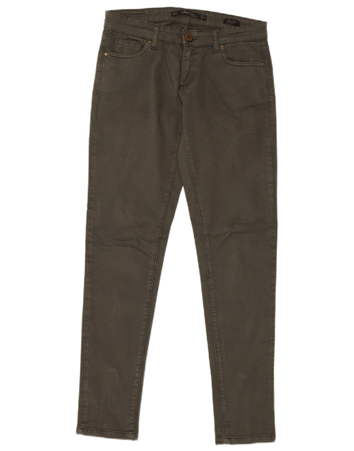 ZARA Pantaloni Skinny Casual De Damă EU 38 Mici L28 L29 Kaki Bumbac