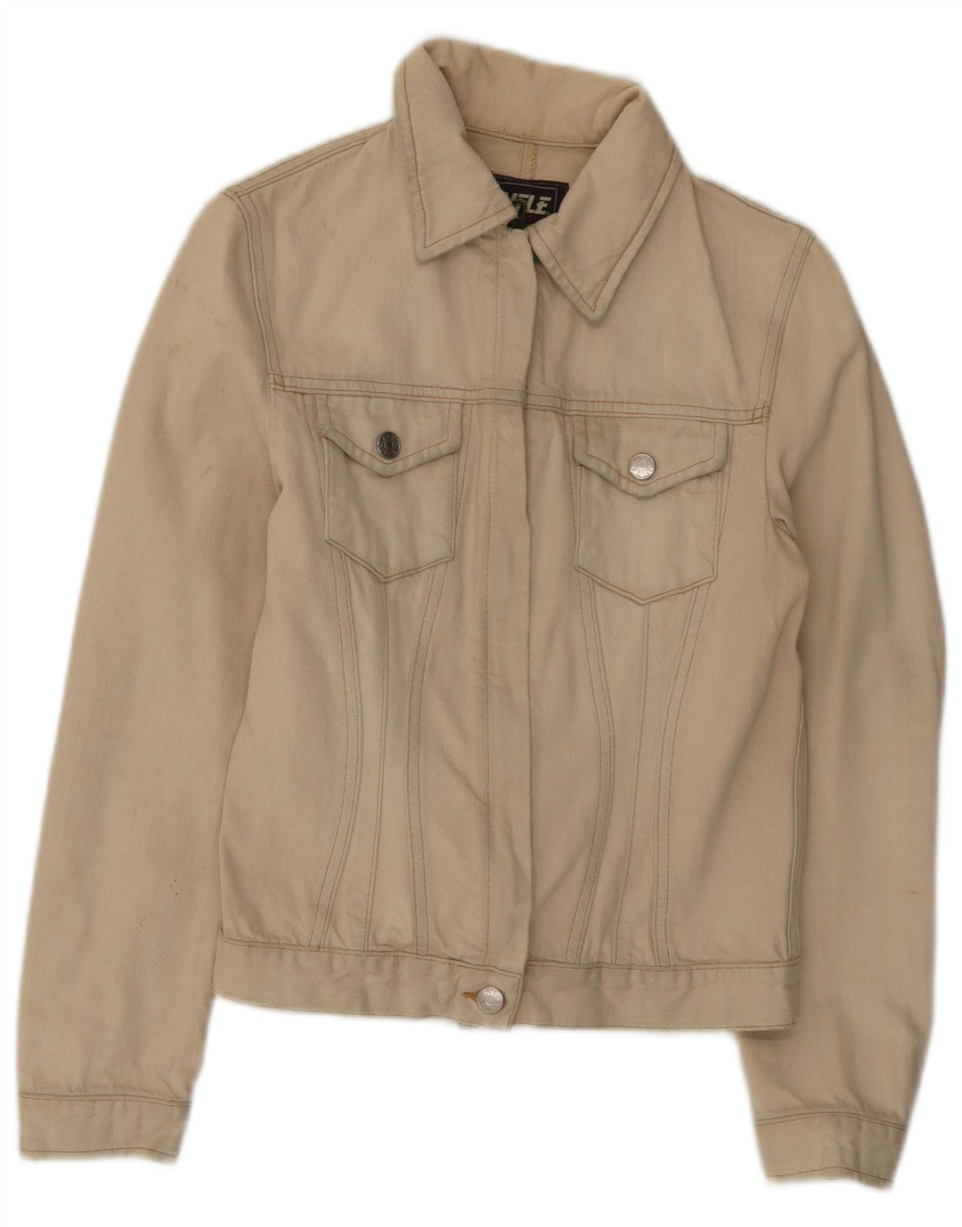 Jachetă de denim crop pentru femei Rifle UK 12, bumbac mediu bej
