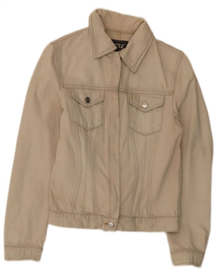 Jachetă de denim crop pentru femei Rifle UK 12, bumbac mediu bej