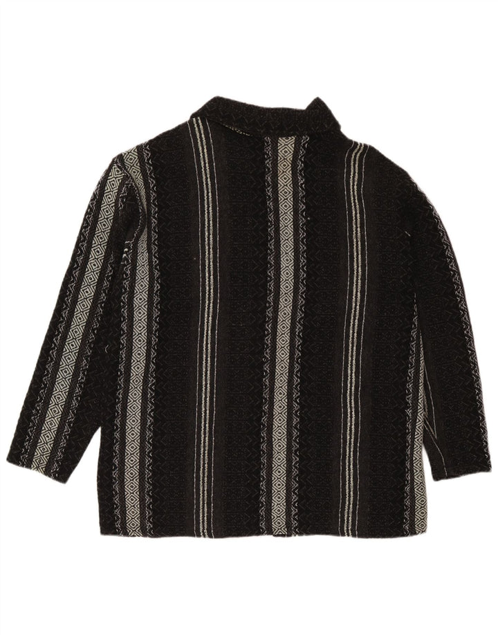 Pulover Cardigan Vintage pentru bărbați XL Negru Geometric Lână Aztec