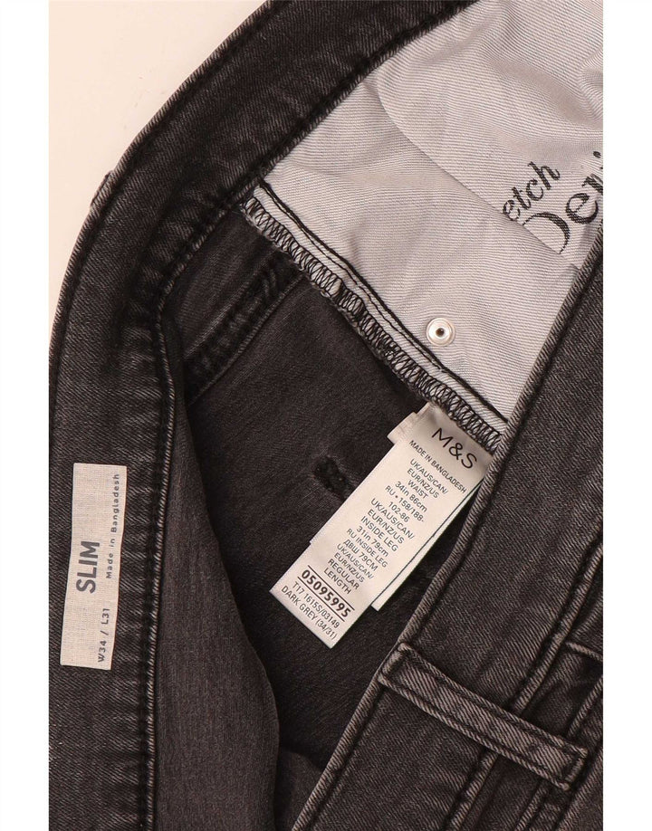 Blugi slim pentru bărbați Marks & Spencer W34 L31 bumbac gri