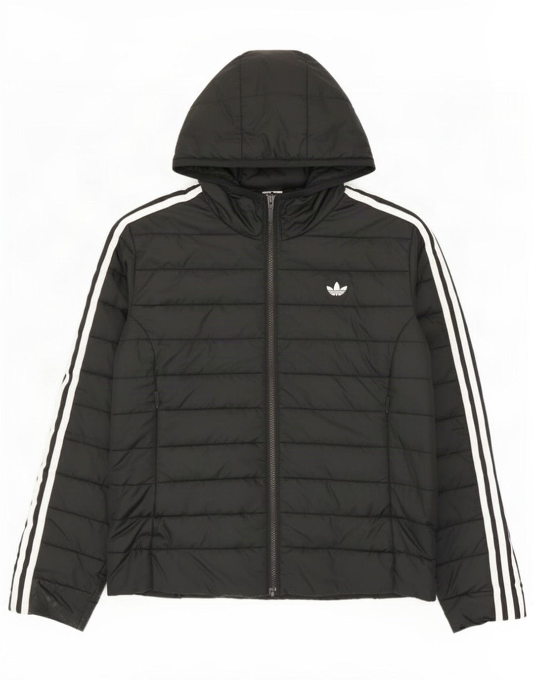 Jachetă căptușită cu glugă Adidas pentru femei UK 14 Poliester mediu negru