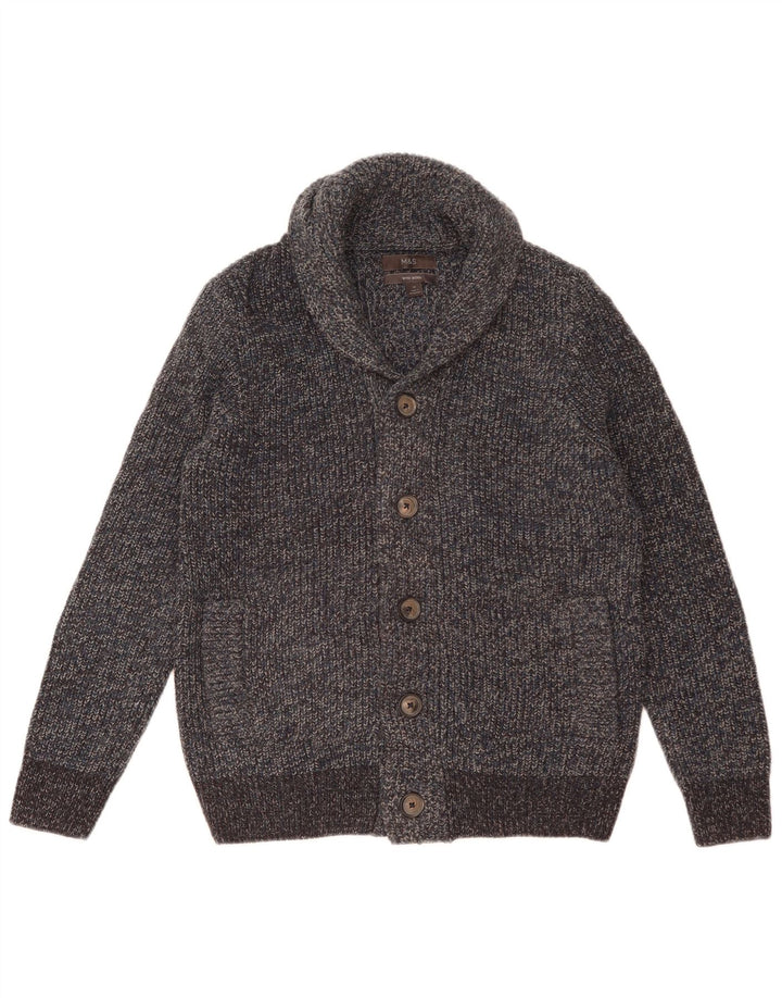 Pulover cardigan pentru bărbați Marks & Spencer, lână cu pete albastre medii