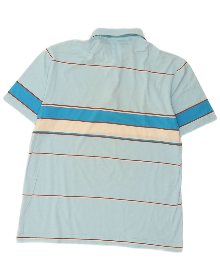 Tricou polo Lacoste pentru bărbați mărimea 4, bumbac cu dungi albastre medii