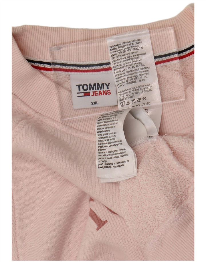 TOMMY HILFIGER Pulover cu grafic supradimensionat pentru femei UK 20 2XL Roz