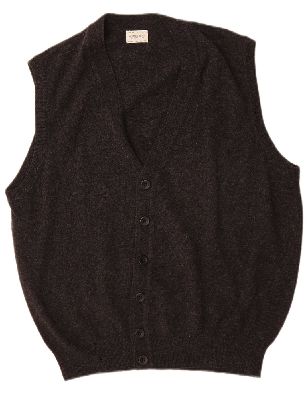 Pulover cardigan fără mâneci pentru bărbați Benetton, lână virgină, gri mediu