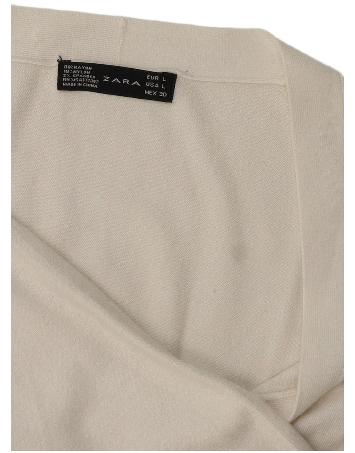 Pulover cardigan pentru femei Zara UK 16, mare, alb, raion