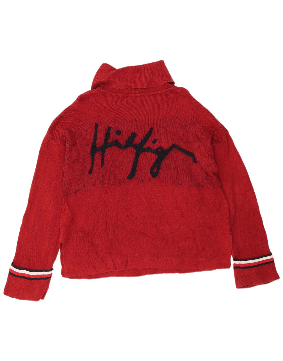 Pulover Tommy Hilfiger pentru femei cu grafică cu gât rulat, UK 10, roșu mic