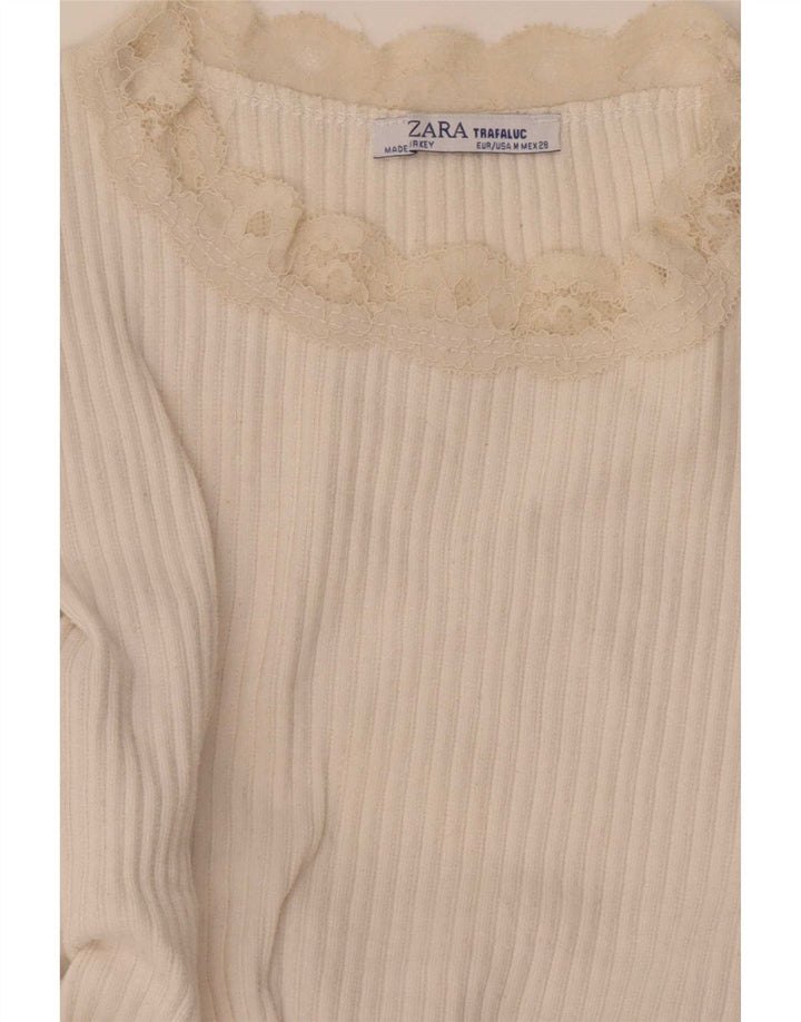 Bluză Crop Top pentru femei Zara UK 12 Medium White