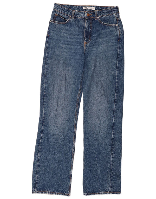 Blugi drepti pentru femei cu talie înaltă Zara EU 36 XS W26 L31 Bumbac albastru