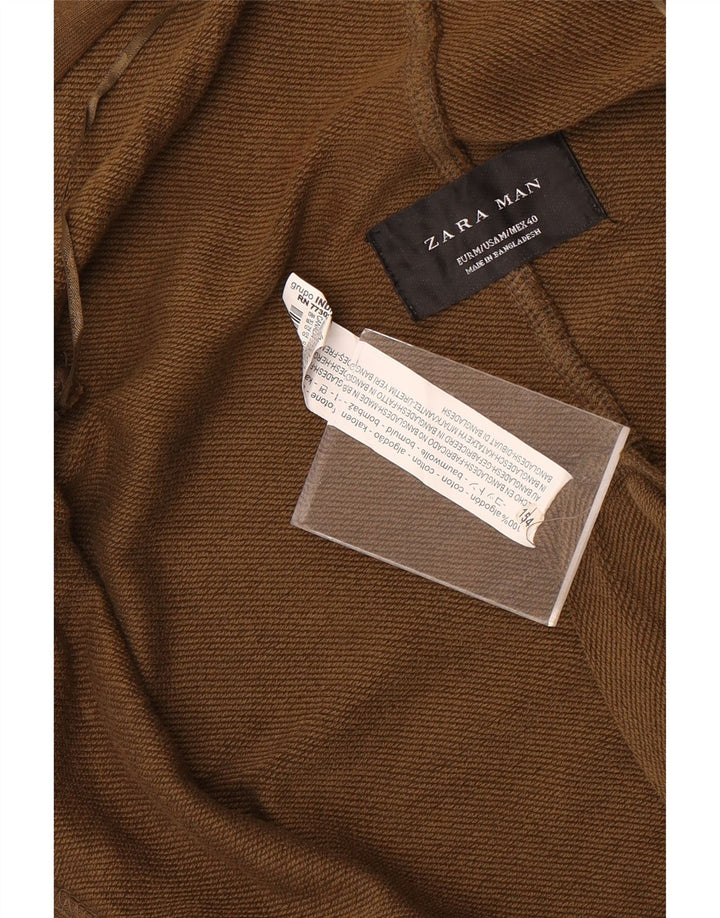 Pulover cardigan cu glugă pentru bărbați Zara, bumbac maro mediu