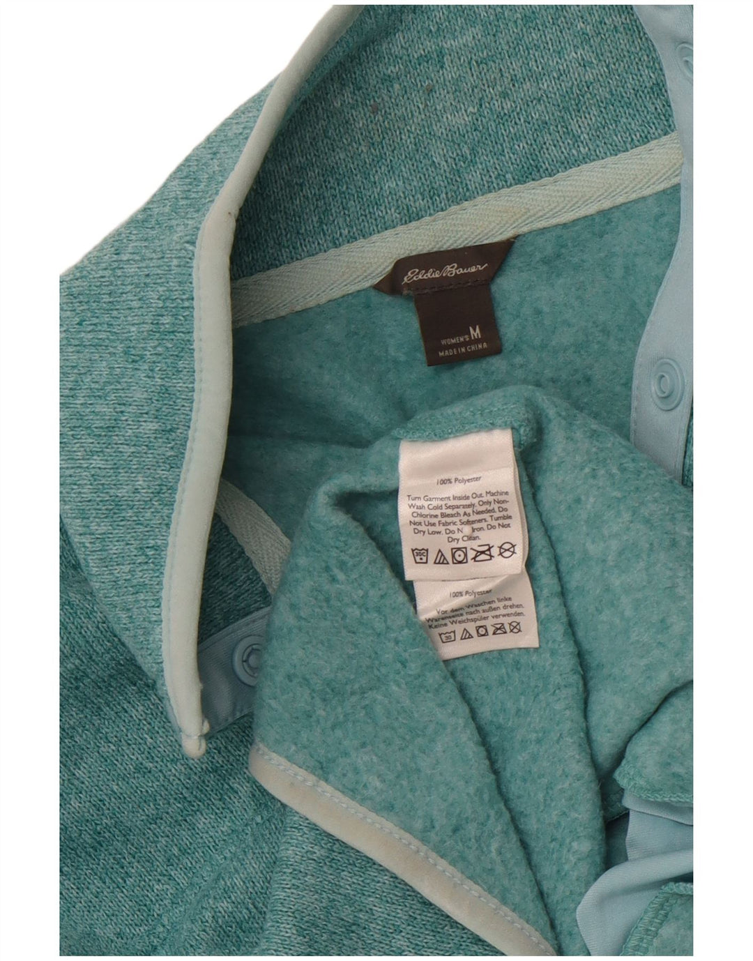 EDDIE BAUER Pulover pentru damă, cu gât cu nasturi, Turcoaz mediu UK 14