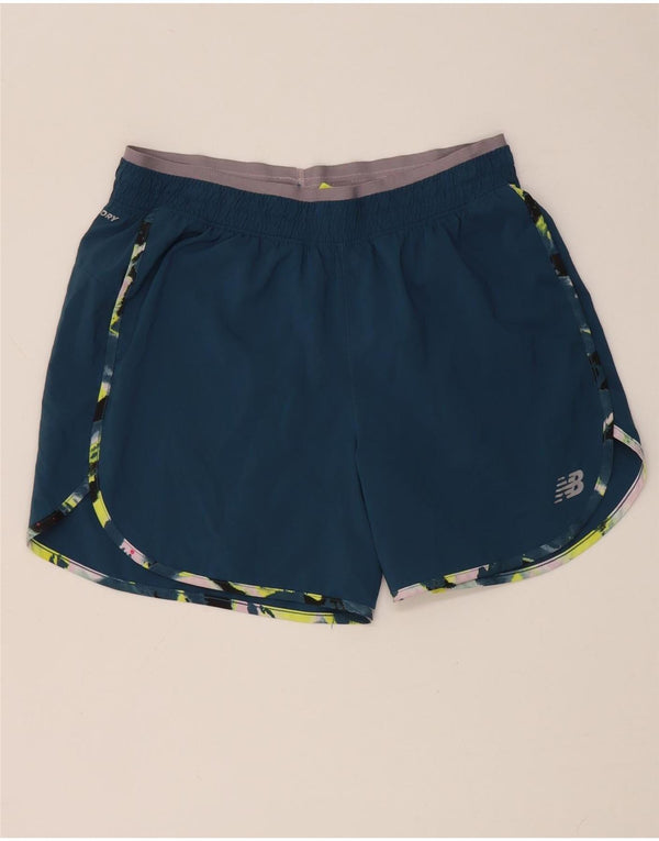New Balance Womens Graphic Sport Shorts UK 14 Medium  Blue Polyester