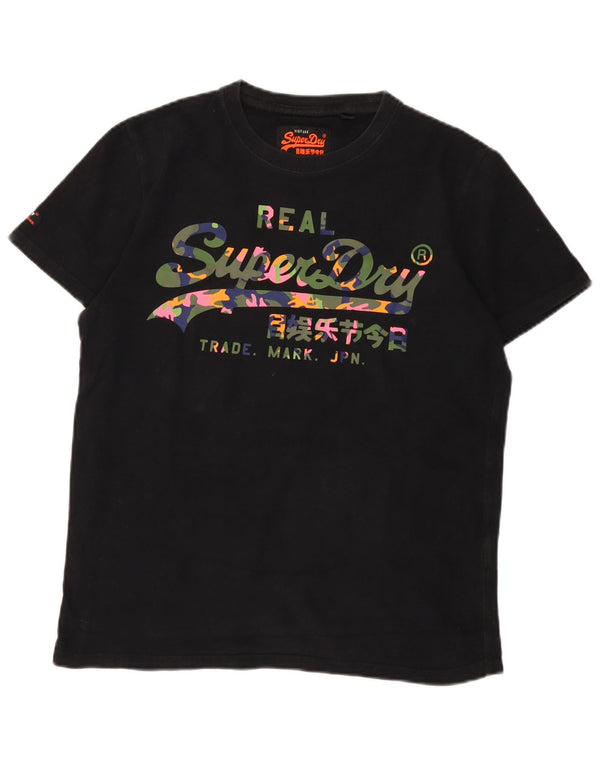Tricou grafic Superdry pentru femei Top UK 16, mare, negru, bumbac